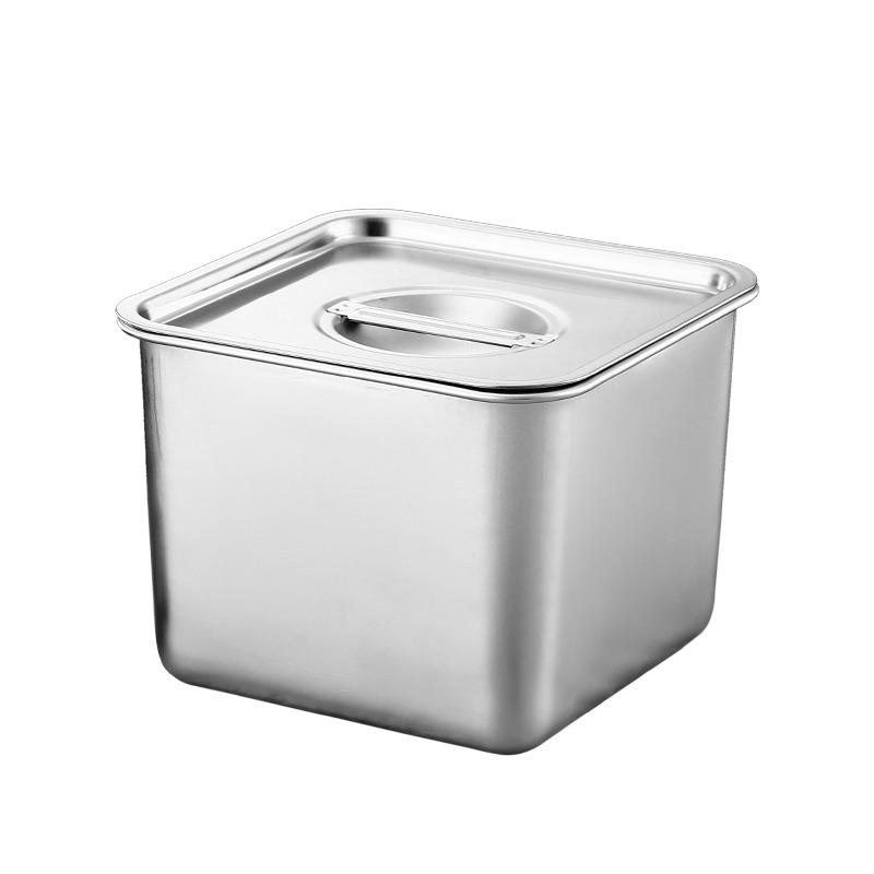 不锈钢味盅商用调料罐厨房正方形桶装猪油盆调味缸带盖佐料收纳盒 - 图3