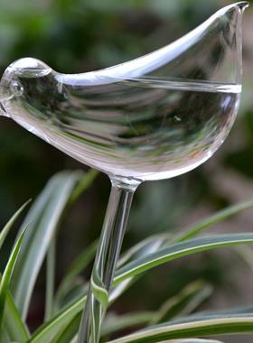 透明玻璃懒人小鸟浇花器创意装饰盆栽花卉装饰渗水自动浇花园艺