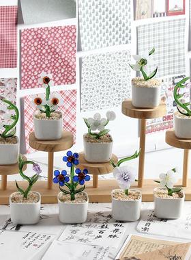 淄博琉璃工艺品摆件博山玻璃绿植盆栽仙人掌花朵豆芽礼物桌面装饰