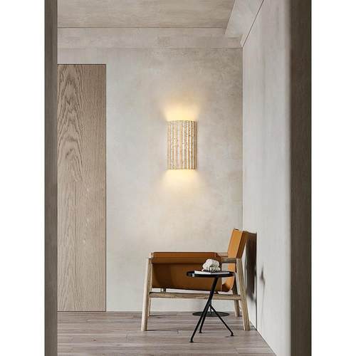 壁灯，卧室床头灯，日本风格Wabi-Sabi风格黄色石灰华覆古名茶室 - 图2