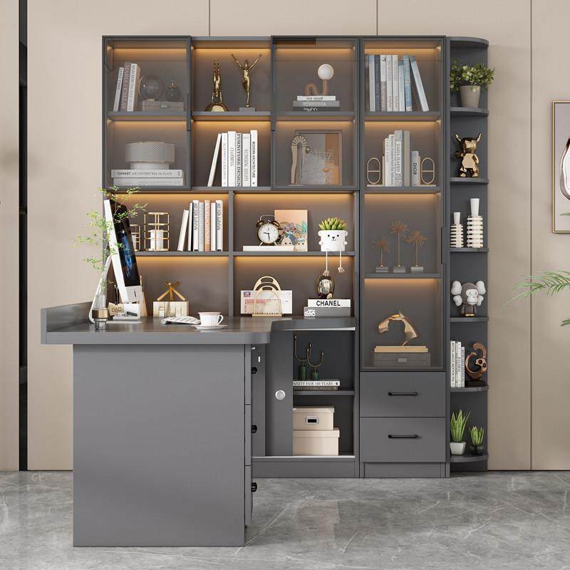 实木转角书桌书柜一体学生台式学习桌简约卧室家用写字电脑桌组合,淘宝优惠券,粉丝福利购,淘宝优惠卷