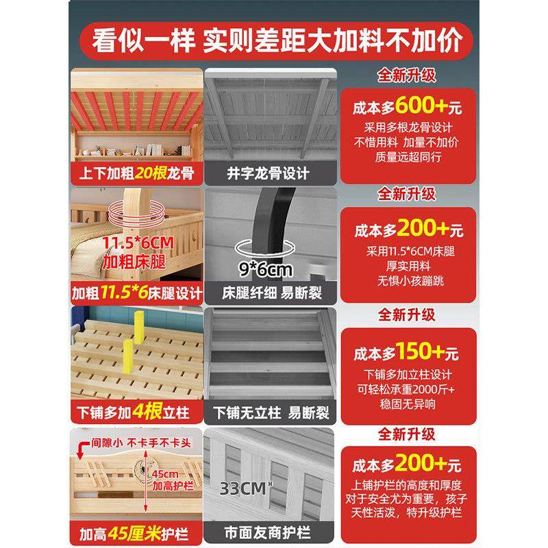 全实木上下铺双层床子母床小户型高低床儿童高箱床姐弟两层上下床,淘宝优惠券,粉丝福利购,淘宝优惠卷