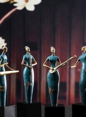 新中式乐队艺术书房客厅酒柜玄关博古架轻奢摆件软装饰品摆设