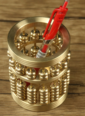 纯铜算盘招财摆件书房办公室店铺家居装饰品桌面摆设笔筒中式旺财