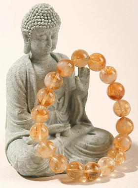 杭州灵隐天然黄水晶黄塔晶手串招财转运好运手链女男黄晶石金霸