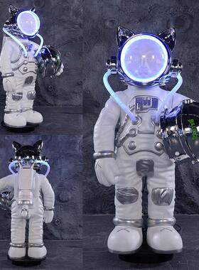 宇航员太空人大摆件火箭直升机太空舱飞碟发光月球仿真摩托车雕塑