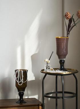 SoftHome高脚法式风灯烛台两用玻璃花瓶软装家居花器摆件陈列新品