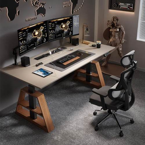 电动升降桌腿台式电脑桌子智能电机芯工作台家用实木办公电竞书桌 - 图2