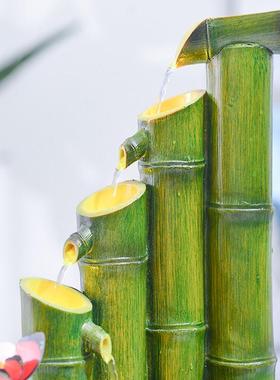 竹子流水喷泉摆件办公室桌面山水盆景循环水礼物节节高升客厅装饰