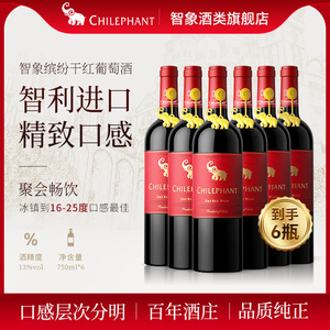 智利进口智象缤纷干红葡萄酒750ml*6瓶整箱
