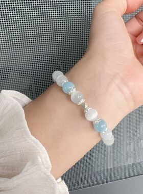 【师傅推荐】天然海蓝宝水晶手链