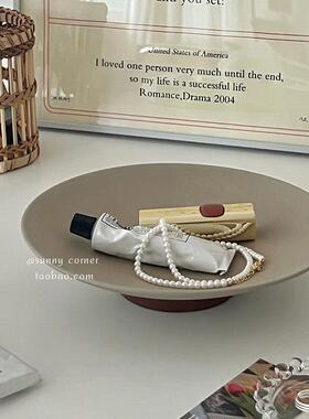 ins风覆古陶瓷实木托 托盘摆件桌面首饰收纳盘玄关钥匙杂物置物盘