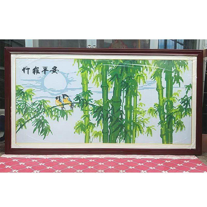 纯手工十字绣成品竹报平安竹子餐厅客厅卧室挂画带框出售已绣好的,淘宝优惠券,粉丝福利购,淘宝优惠卷