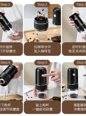 咖啡研磨机家用小型便携电动磨豆机户外手摇手磨自动咖啡豆研磨