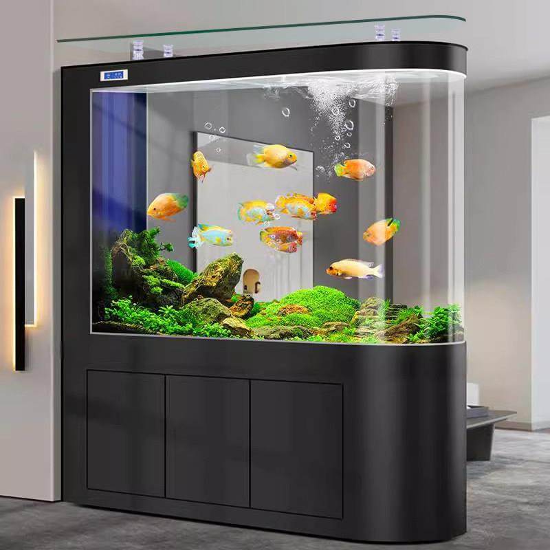 2025子弹头玻璃鱼缸屏风客厅家用大中型生态底过滤落地免换水族箱,淘宝优惠券,粉丝福利购,淘宝优惠卷