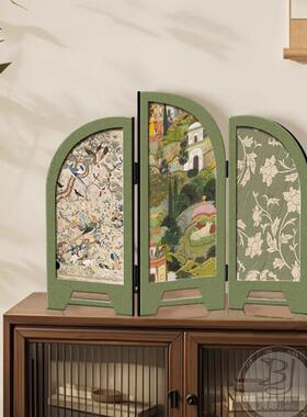中古风仿古桌面摆件创意小屏风装饰画入户玄关鞋柜电视柜摆画复古