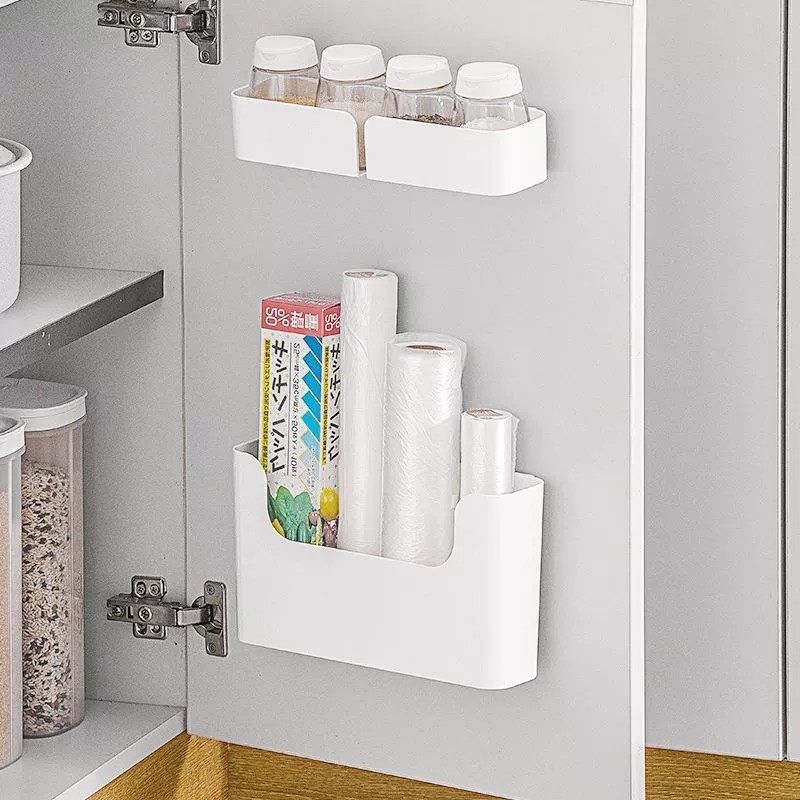 厨房柜门内侧收纳盒壁挂式免打孔收纳神器橱柜门冰箱保鲜膜置物架,淘宝优惠券,粉丝福利购,淘宝优惠卷