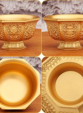 黄铜八角碗八宝碗摆件佛堂礼佛供碗铜器制品金属工艺品厂家