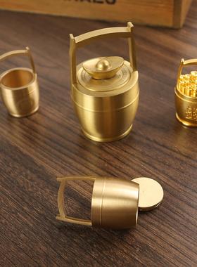 唐腾黄铜元宝转转一桶金桌面摆件车载摆件创意解压转转铜家居礼品