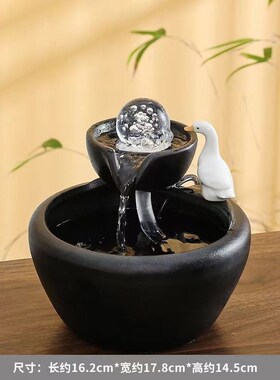 热销创意小型自动循环流水鱼缸陶瓷家居桌H面玄关流水生财工艺礼