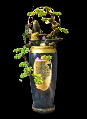 循环流水生财中式假山流水喷泉落地摆件客厅门店家居玄关开业装饰