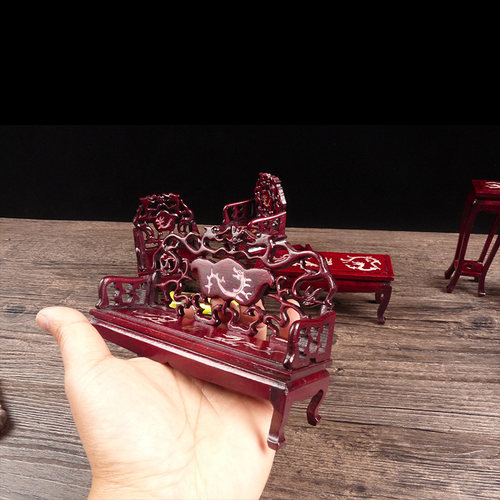极速桌面装饰品可爱小摆件木质迷你家居模型红木沙发古典工艺礼品 - 图2