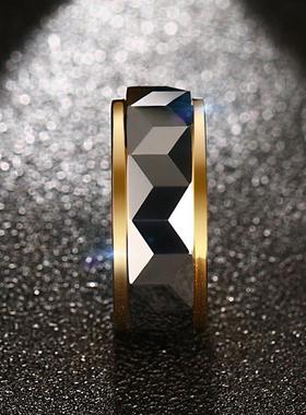 戒指钨金个性男钨钢潮指环单身男士食指简约时尚韩版戒子菱形男女