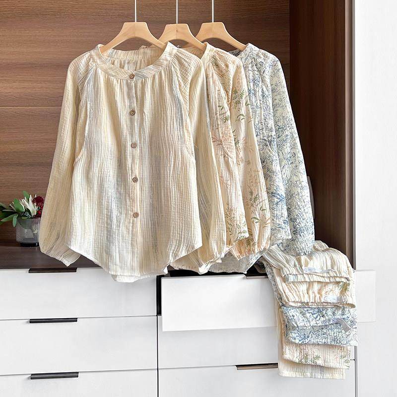 带胸垫纯棉纱布月子服春秋大码孕妇哺乳睡衣夏季薄款产后家居服套,淘宝优惠券,粉丝福利购,淘宝优惠卷