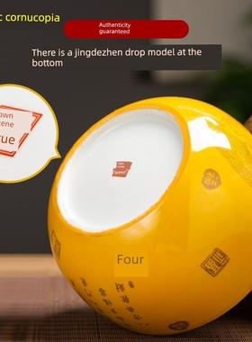 陶瓷聚宝盆摆件招财聚财玄关景德镇陶瓷器中式开业乔迁生财旺财缸