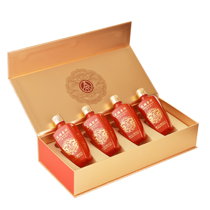五粮.液仙林生态龙赐吉祥金龙52度125ml*4瓶礼盒装绿豆酒送礼摆柜