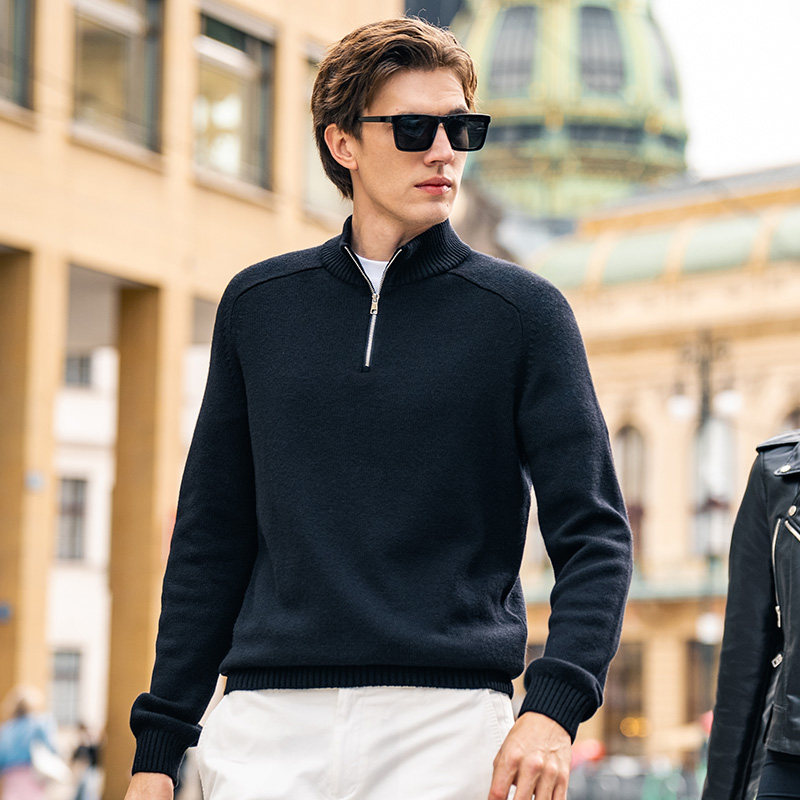 布先生轻奢半拉链插肩长袖羊毛针织衫男秋冬打底保暖毛衣PT15623,淘宝优惠券,粉丝福利购,淘宝优惠卷