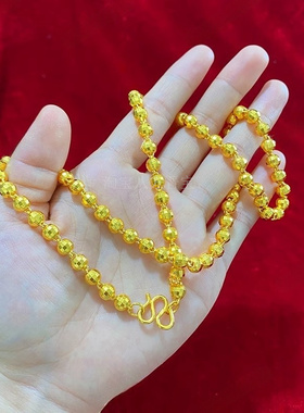 金包银黄金圆珠项链爆闪情侣送礼