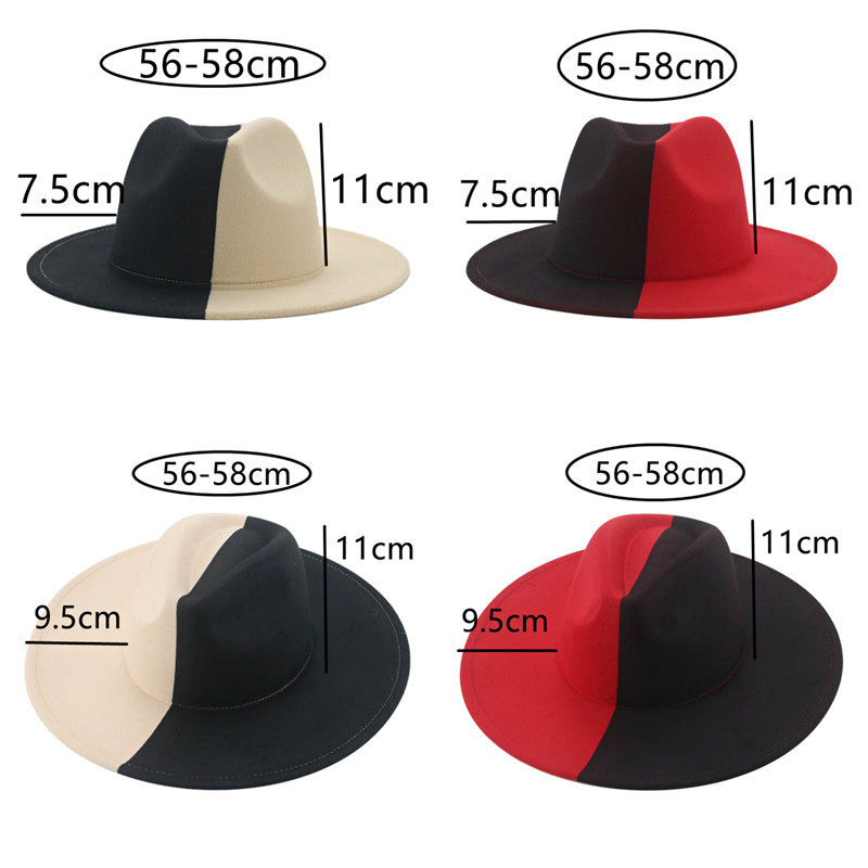 新品Hat Hats for Women Fedoras Patchwork Felt Caps Men Fedor - 图1