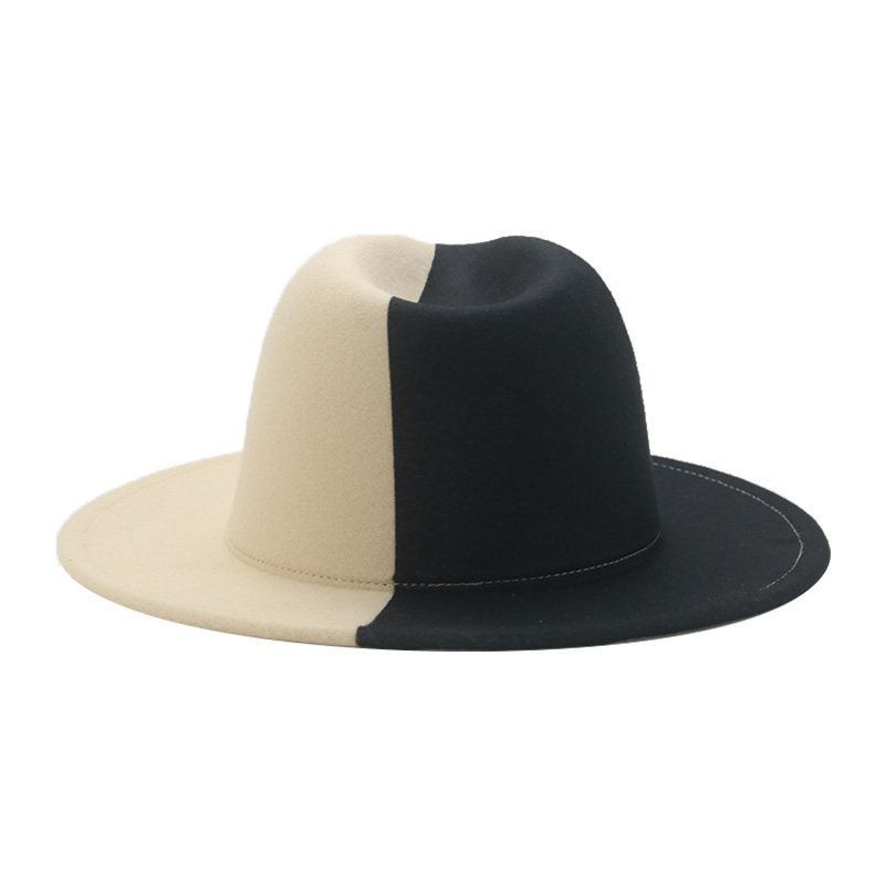 新品Hat Hats for Women Fedoras Patchwork Felt Caps Men Fedor - 图3