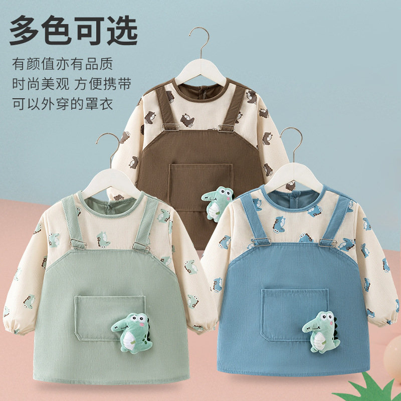 Children's smock, baby eating bib, autumn and winter apron, waterproof baby anti-dirty protective clothing, men's and women's baby bib, reverse wearing