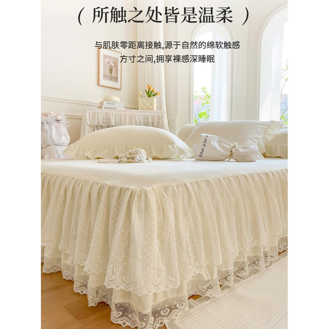 法国公主式床裙式床罩单件1.8 x2x2.2米双人蕾丝床罩 - 图0