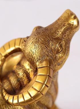 皇轩铜牛风水招财工艺品家居饰品办公室开业礼品纯黄铜旺市牛摆件