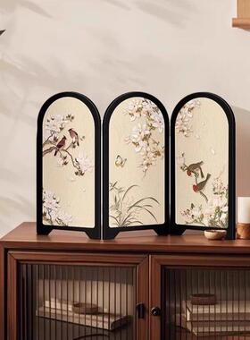 新中式花鸟屏风桌面摆件创意装饰画 画中古风摆画 画可折叠礼物20