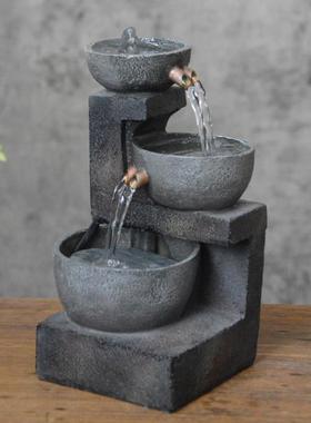 日式简约山水造景流水摆件 客厅桌面循环水景 时来运转祝福礼盒