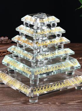 水晶底座托不发光琉璃佛像舍利塔书房桌面摆件小号K9手工底座方形