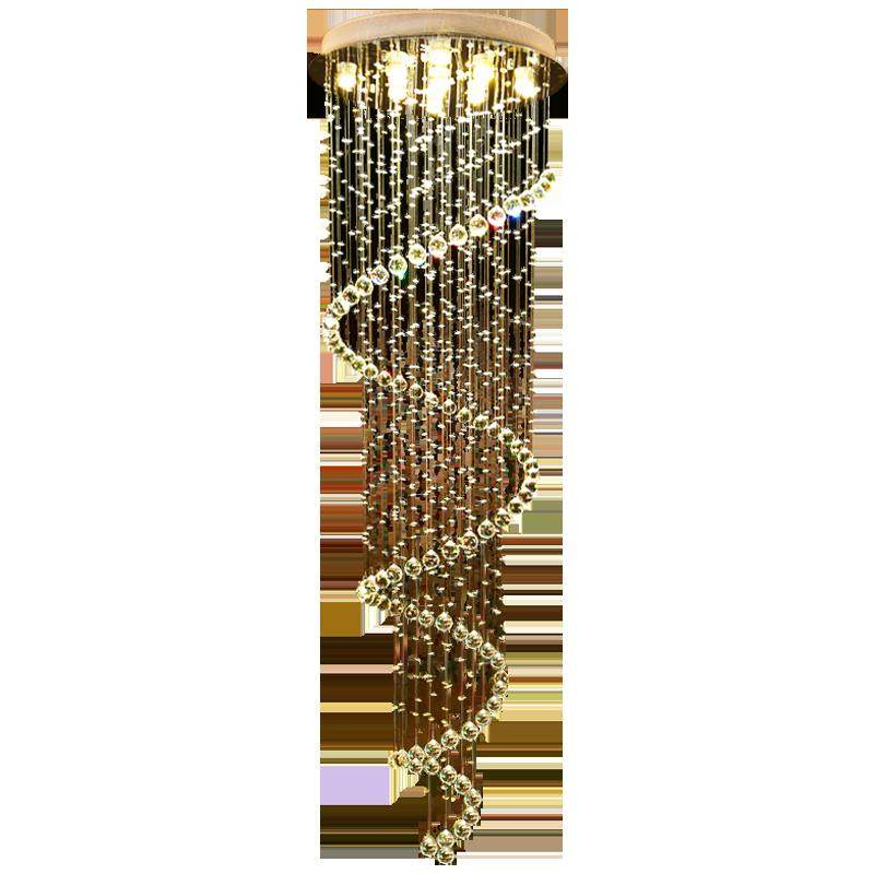 楼梯间吊灯 现代简约别墅覆式旋转楼梯客厅大厅led螺旋水晶长吊灯,淘宝优惠券,粉丝福利购,淘宝优惠卷