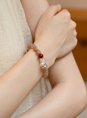 【月光石紫金砂】白水晶手串