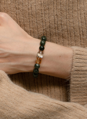 绿发晶黄塔晶手链情侣七夕礼物