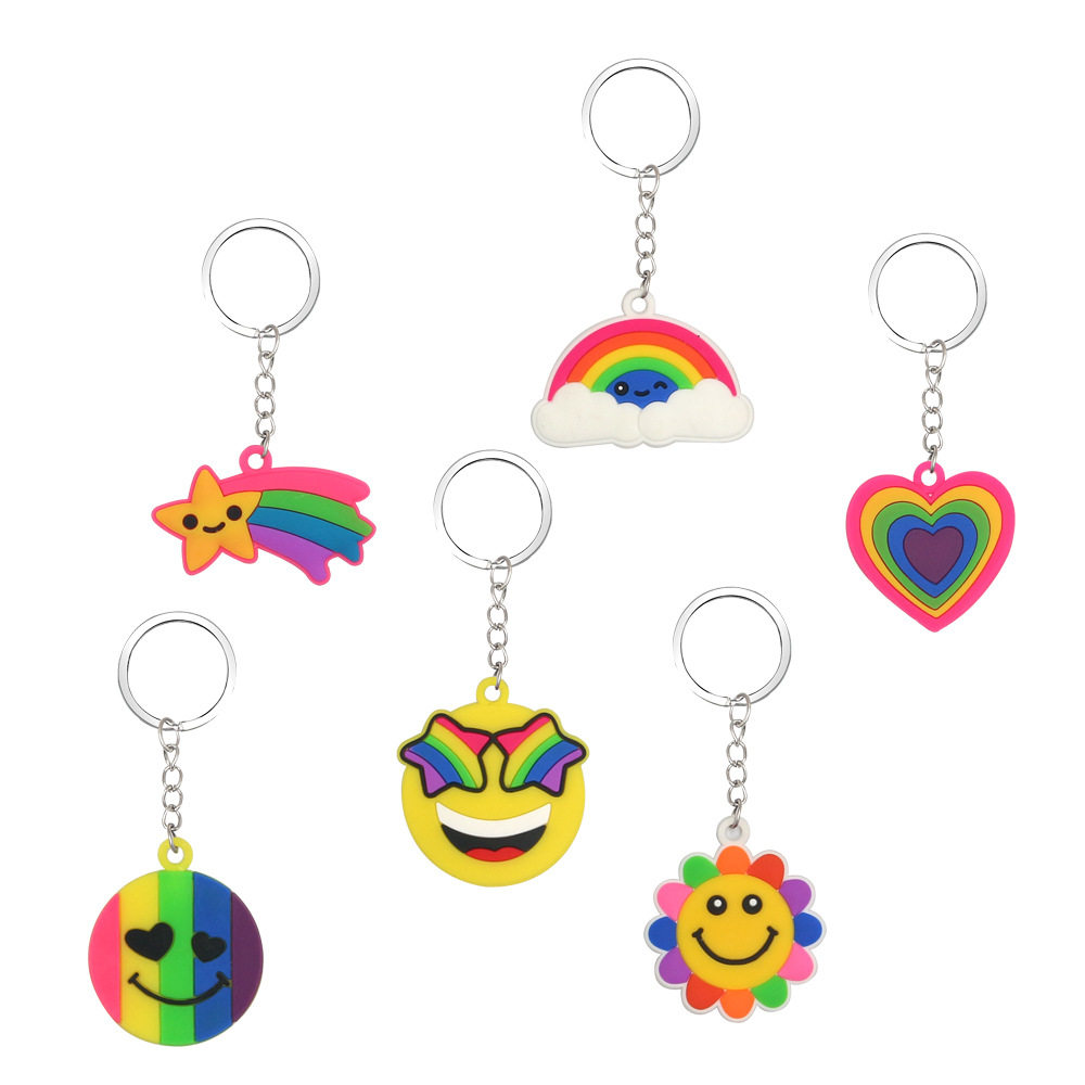 创意七色彩虹钥匙扣挂件情人节汽车包包钥匙圈挂饰小礼品