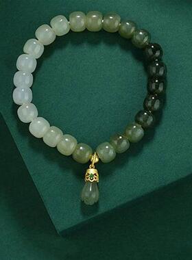 玉兰花手链女ins小众设计2023新款轻奢高级复古渐变仿和田玉手串