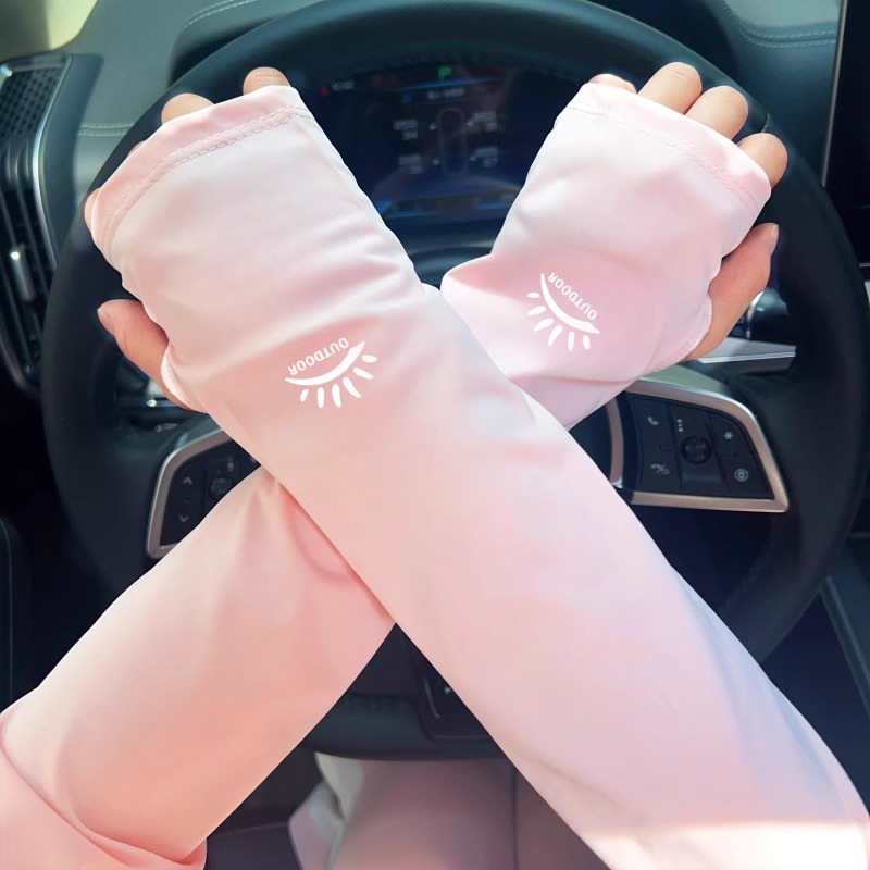 2025新款冰丝防晒袖套女宽松薄款遮阳防紫外线骑行开车护手臂袖套 - 图0