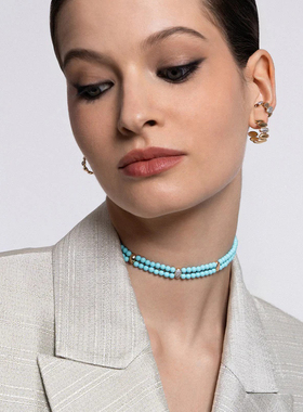 RuedesMille 绿松石双层项链女新中式国风锁骨链礼物GRZ029M1TAU