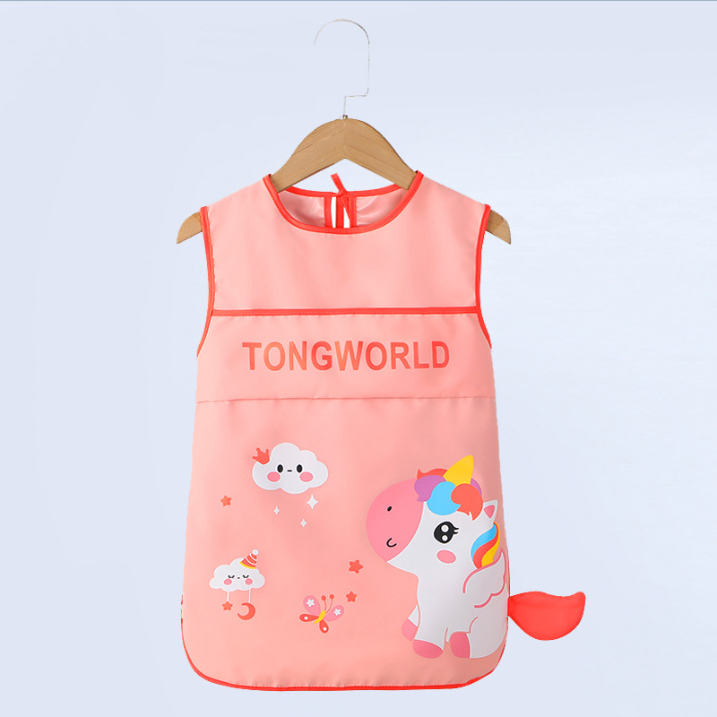Children's smock spring and autumn waterproof and anti-dirty lengthened baby eating bib for boys and girls reverse wear baby apron