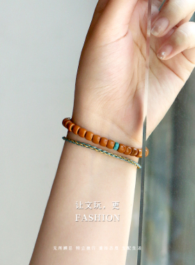 精品橄榄核核尖直切桶珠手串单圈素籽素串光珠文玩手链佛珠念珠