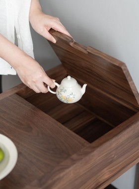 新中式沙发边几实木禅意展示柜黑胡桃木客厅简约置物架茶几家俱